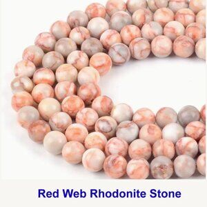 Red Web Rhodonite Stone  15" strand.